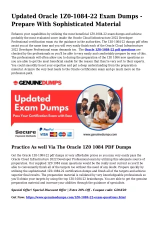 1Z0-1084-22 PDF Dumps For Greatest Exam Results