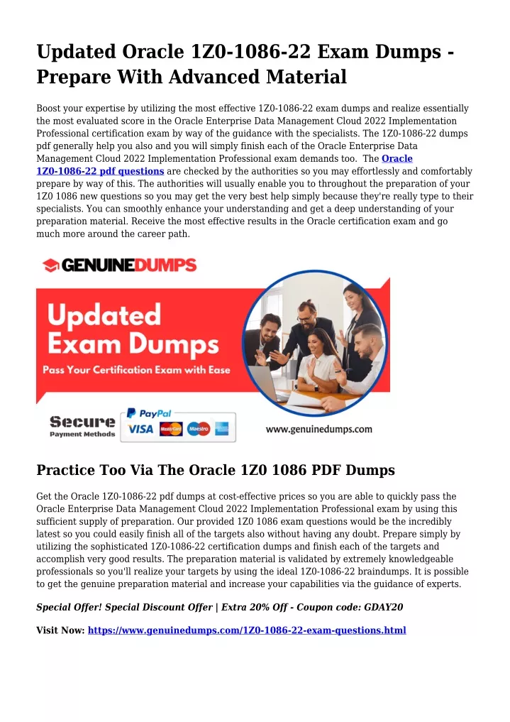 updated oracle 1z0 1086 22 exam dumps prepare
