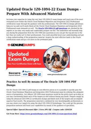 1Z0-1094-22 PDF Dumps For Greatest Exam Good results
