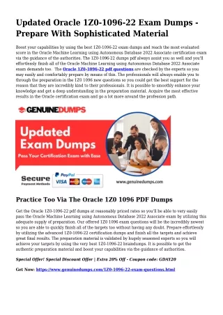 Necessary 1Z0-1096-22 PDF Dumps for Major Scores