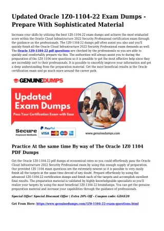 1Z0-1104-22 PDF Dumps For Ideal Exam Accomplishment
