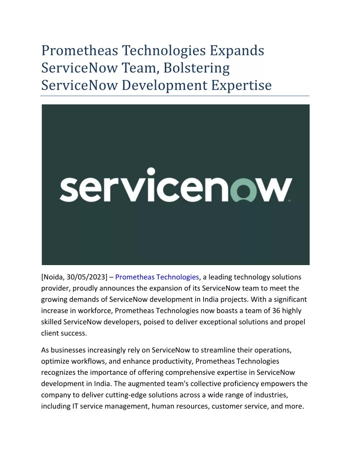 prometheas technologies expands servicenow team