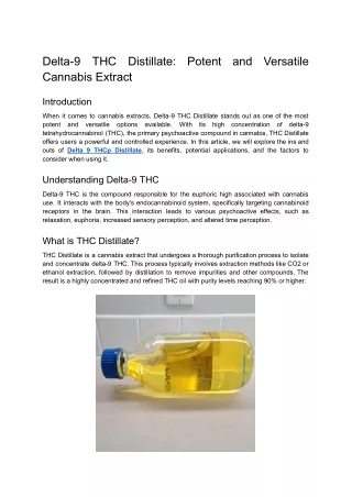 Delta-9 THC Distillate_ Potent and Versatile Cannabis Extract