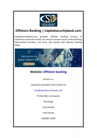 Offshore Banking  Capitalsecuritybank.com