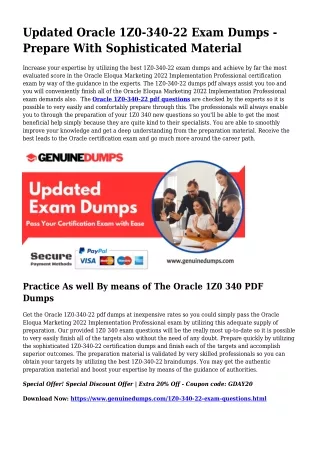 1Z0-340-22 PDF Dumps To Quicken Your Oracle Quest