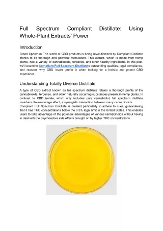 Full Spectrum Compliant Distillate_ Using Whole-Plant Extracts' Power
