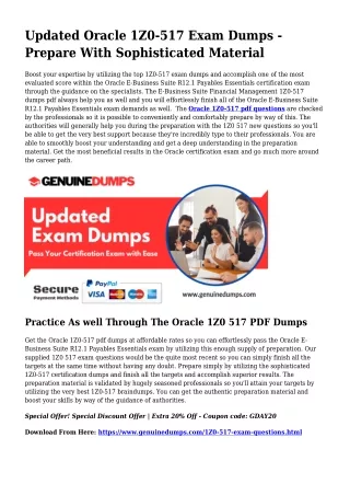 1Z0-517 PDF Dumps For Finest Exam Good results