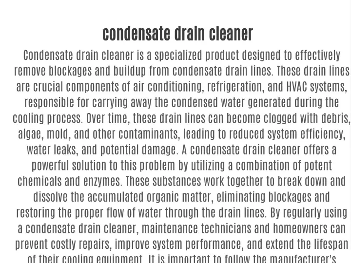 condensate drain cleaner