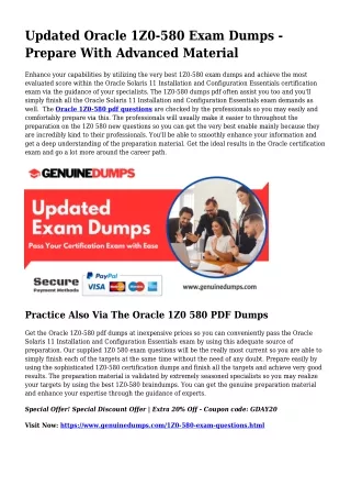 1Z0-580 PDF Dumps - Oracle Certification Created Uncomplicated