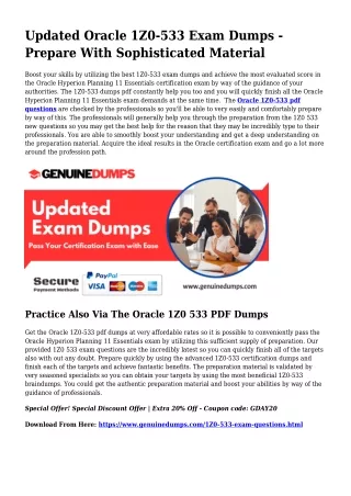 1Z0-533 PDF Dumps The Ultimate Supply For Preparation