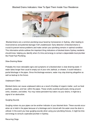 blocked drains indicators how to spot them inside