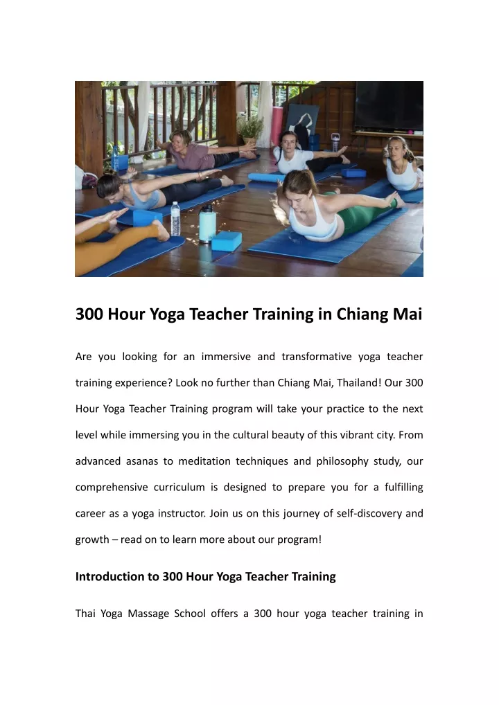 300 hour yoga teacher training in chiang mai