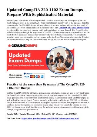 220-1102 PDF Dumps To Quicken Your CompTIA Quest