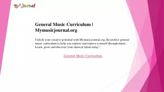 General Music Curriculum  Mymusicjournal.org