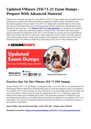 2V0-71.21 PDF Dumps - VMware Certification Made Uncomplicated