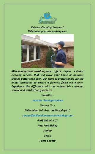 Exterior Cleaning Services  Millenniumpressurewashing