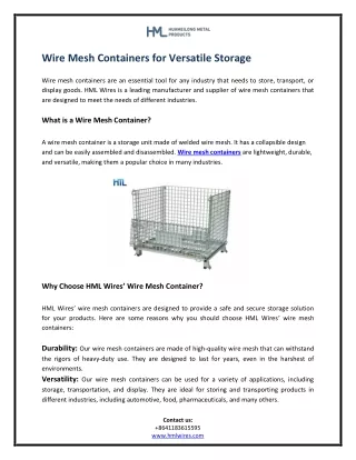 Wire Mesh Containers for Versatile Storage