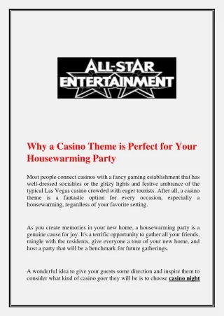 Why a Casino Theme is Perfect for Your Housewarming Party