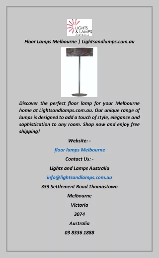 Floor Lamps Melbourne  Lightsandlamps.com