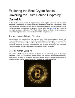 Exploring the Best Crypto Books_ Unveiling the Truth Behind Crypto by Daniel Ali