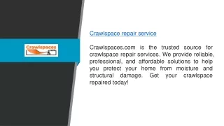 Crawlspace Repair Service Crawlspaces.com