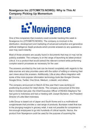 nowigence inc otcmkts nowg why is this ai company