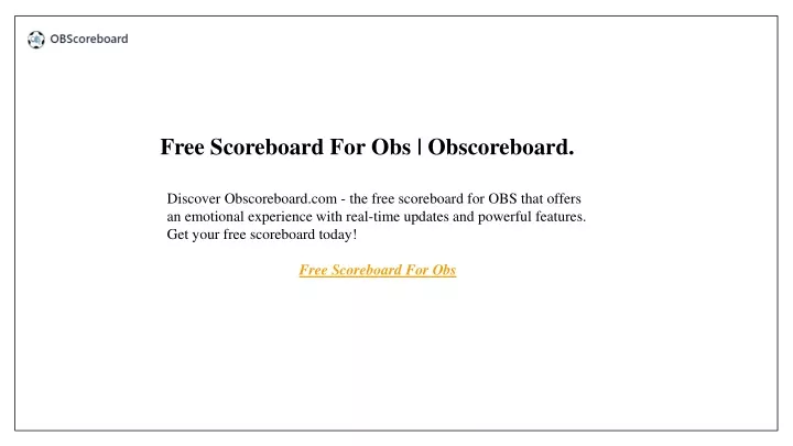 free scoreboard for obs obscoreboard