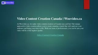 Video Content Creation Canada  Woovideo.ca