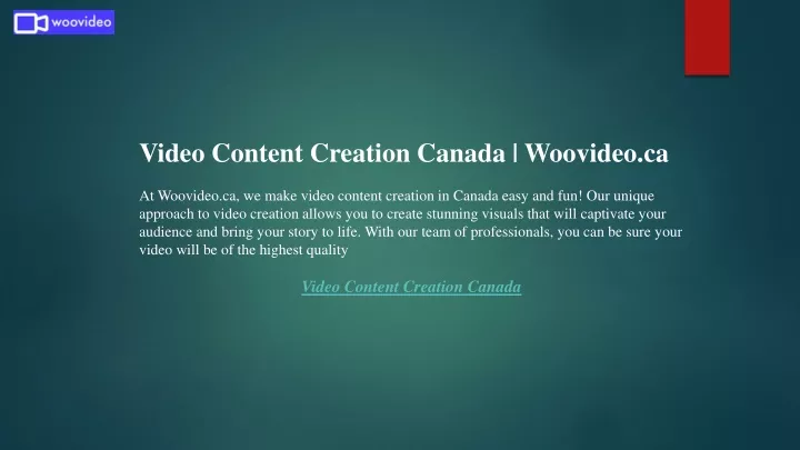 video content creation canada woovideo
