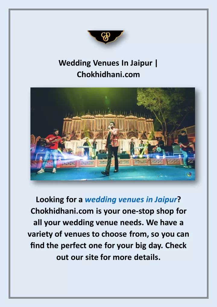 wedding venues in jaipur chokhidhani com