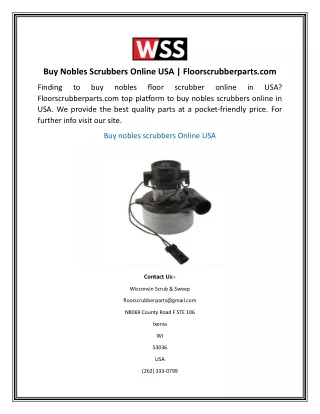 Buy Nobles Scrubbers Online USA  Floorscrubberparts.com
