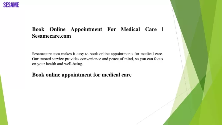 book online appointment for medical care