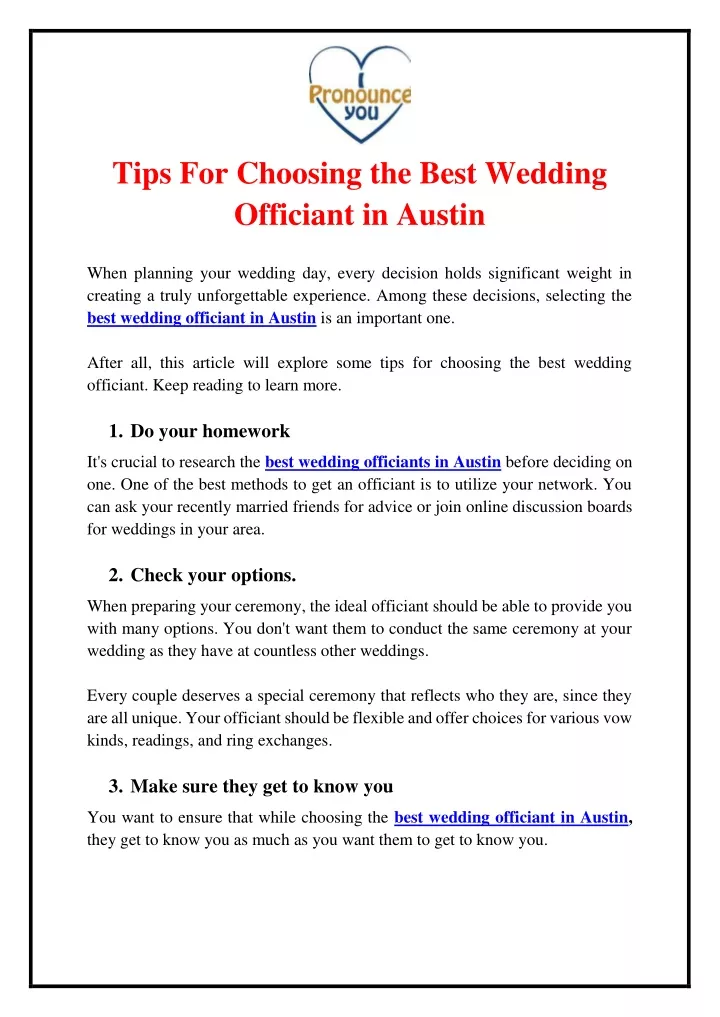 tips for choosing the best wedding officiant
