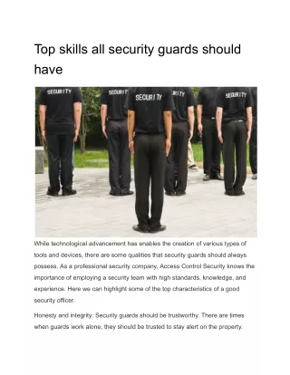Top skills all security guards should have