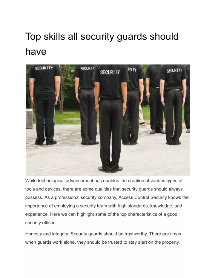 top skills all security guards should have