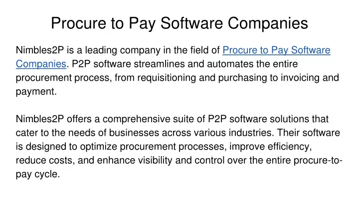procure to pay software companies