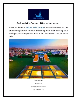 Deluxe Nile Cruise  Nilecruisers.com.