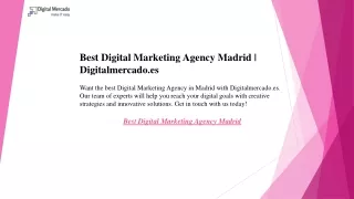 Best Digital Marketing Agency Madrid  Digitalmercado.es