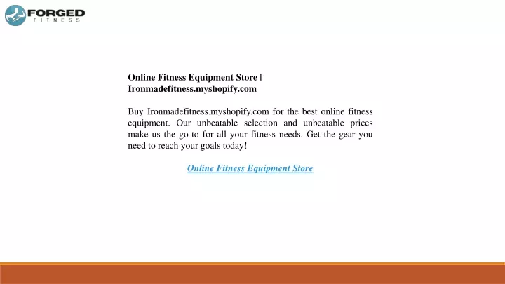 online fitness equipment store ironmadefitness