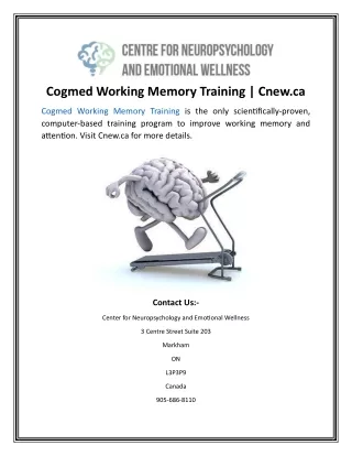 Cogmed Working Memory Training  Cnew.ca