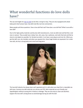 what wonderful functions do love dolls have