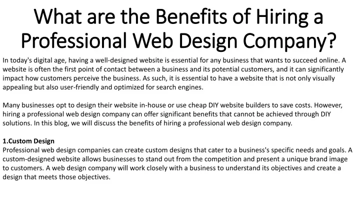 what are the benefits of hiring a professional web design company