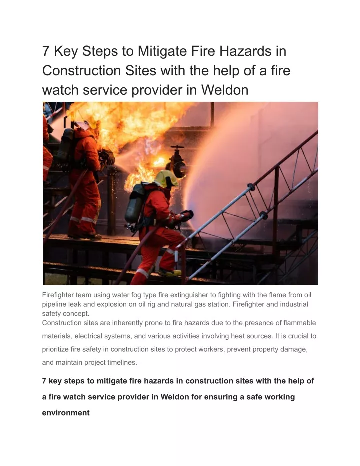 7 key steps to mitigate fire hazards