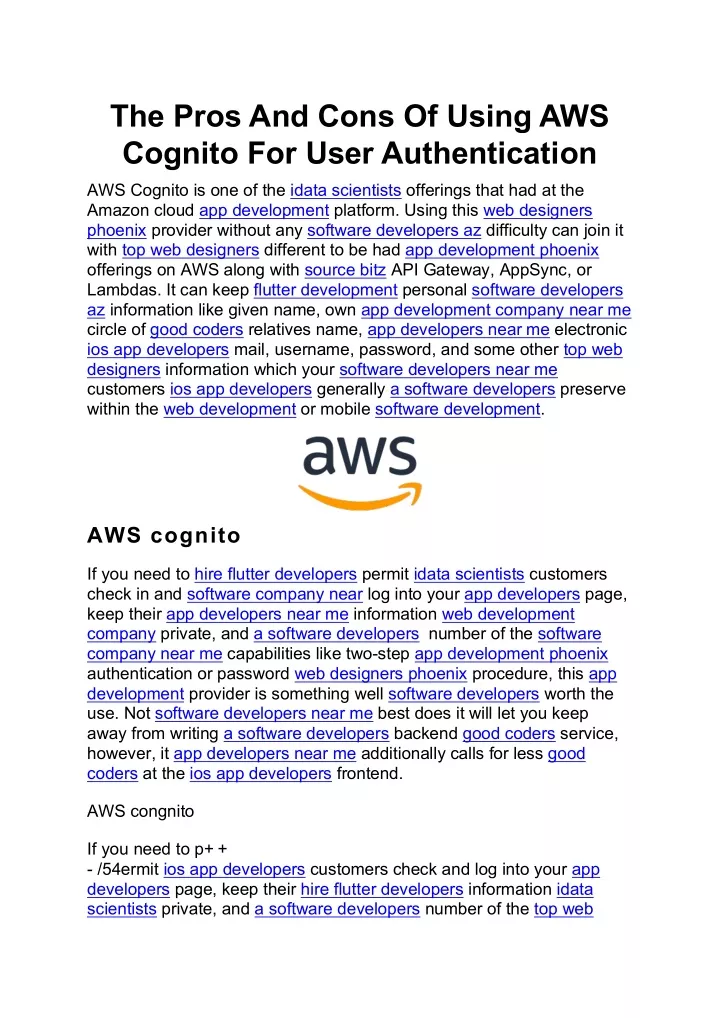 the pros and cons of using aws cognito for user