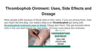 Thrombophob Ointment_ Uses, Side Effects and Dosage