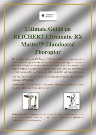Ultimate Guide on REICHERT Ultramatic RX Master