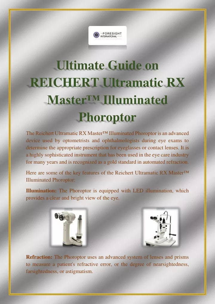 ultimate guide on reichert ultramatic rx master