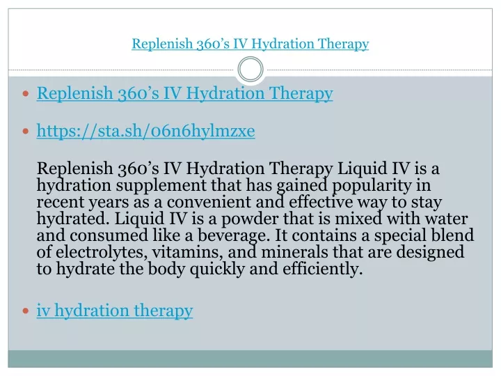 replenish 360 s iv hydration therapy