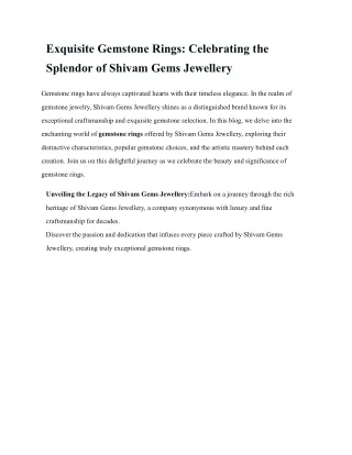 Exquisite Gemstone Rings_ Celebrating the Splendor of Shivam Gems Jewellery