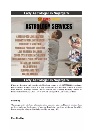Lady Astrologer in Najafgarh  91-9873530830